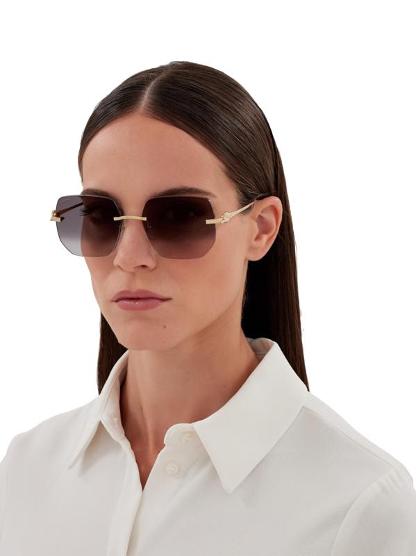 #2: نظارة شمسية بانتير كلاسيك 57 ملم مربعة - ذهبي رمادي داكن