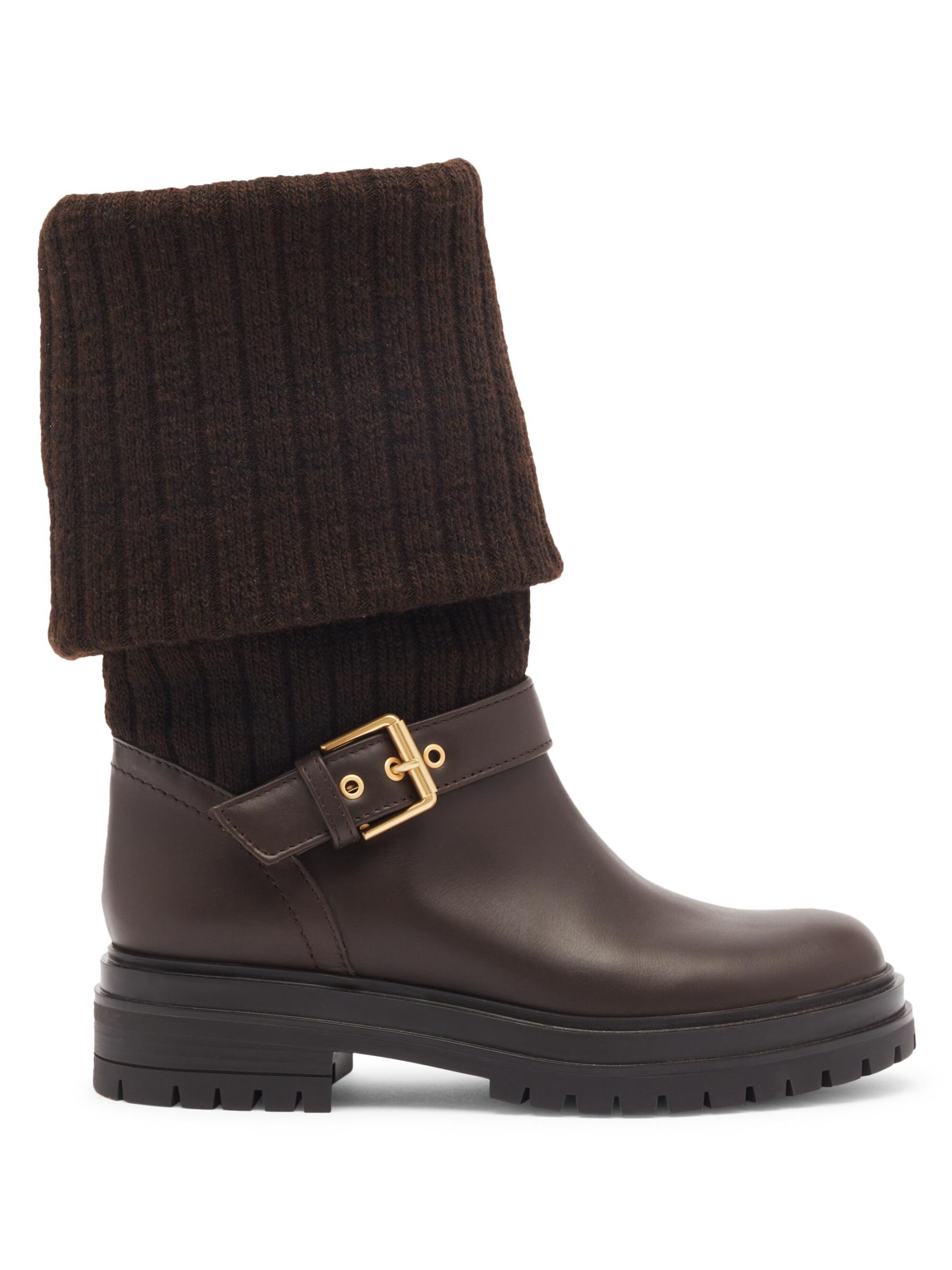 関税送料込☆【Gianvito Rossi】Thurso アンクルブーツ Shop Gianvito Rossi - Thurso Knit & Leather Boots | Saks