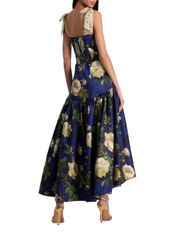 #5: فستان متوسط الطول على شكل حرف A من روزالي فلورال بوستير - توايلايت إيدن