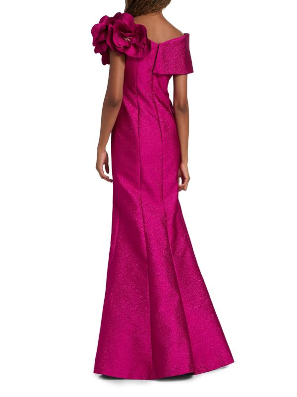 #4: فستان جاكار مكشوف الكتفين مزين بزهور - بيري