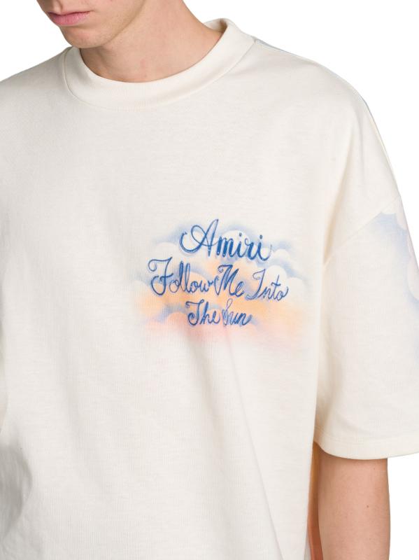 【関税込み】AMIRI オフホワイト 'Follow Me' Tシャツ Shop Amiri - Follow Me Cotton Oversized Crewneck T-Shirt