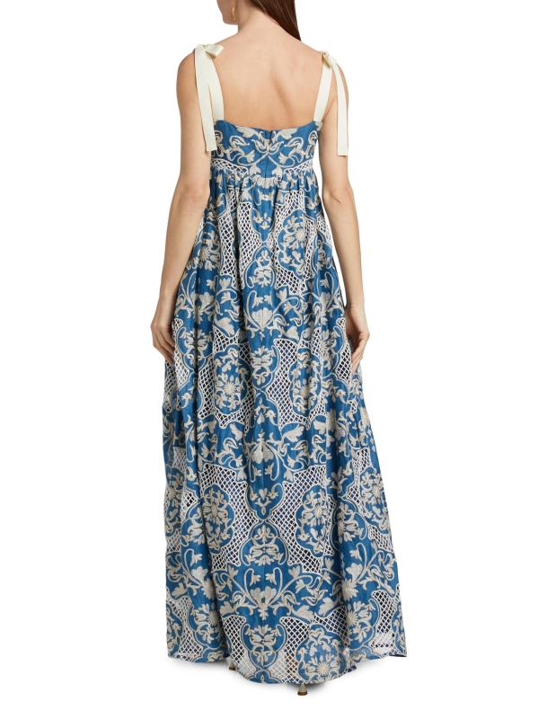 #4: فستان ماكسي مطرز بشرائط فيربينا - متعدد الألوان