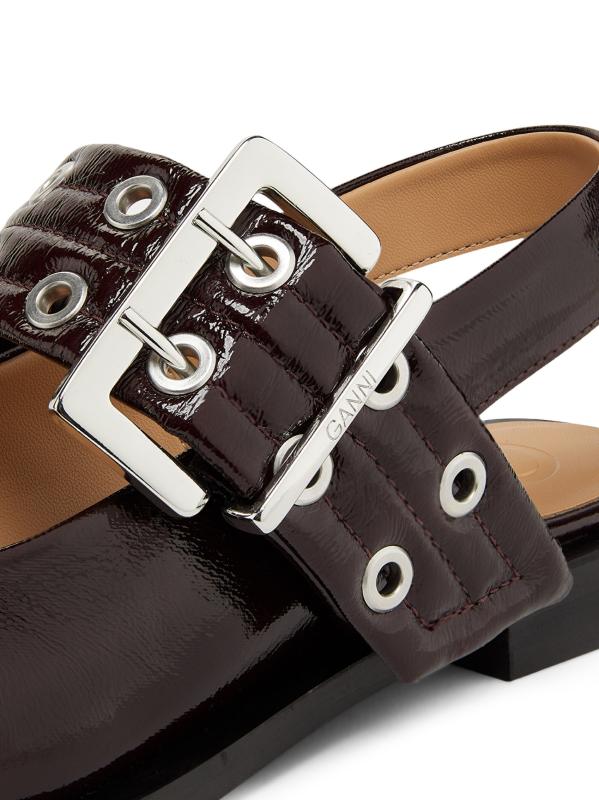 【GANNI】フェミニンバックルバレリーナフラット Sand Snake Printed Feminine Buckle Ballerinas | GANNI US