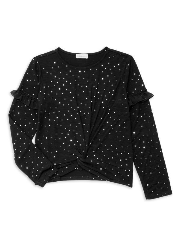 بلوزة بتصميم ملتوي من الأمام للفتيات الصغيرات والفتيات