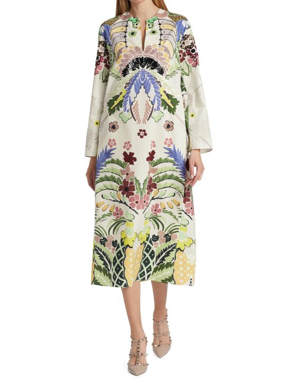 #2: فستان تونك من القطن مزيّن بالتطريز - أفوريو متعدد الألوان