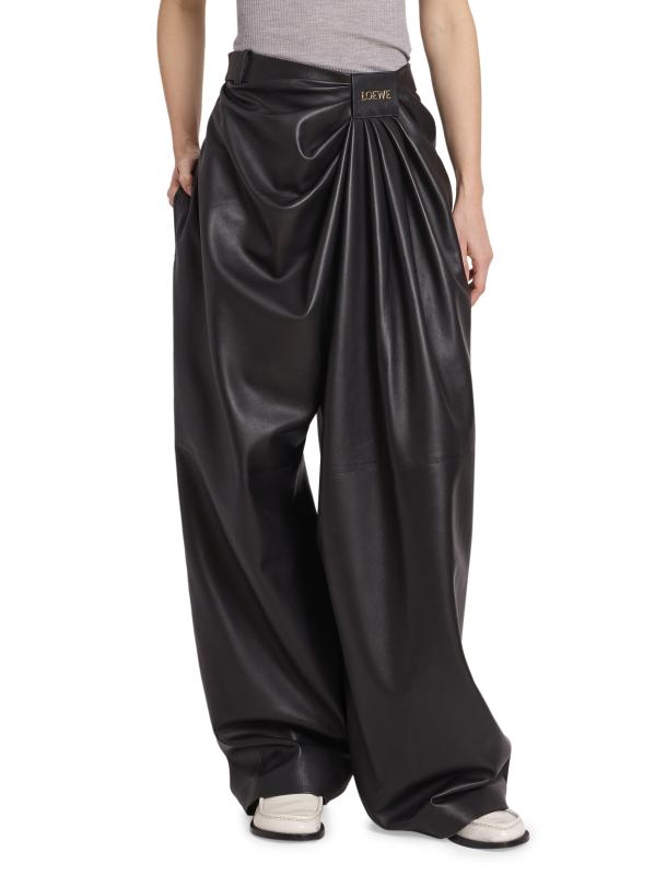 Shop Loewe - Draped Leather Trousers | Saks Fifth Avenue