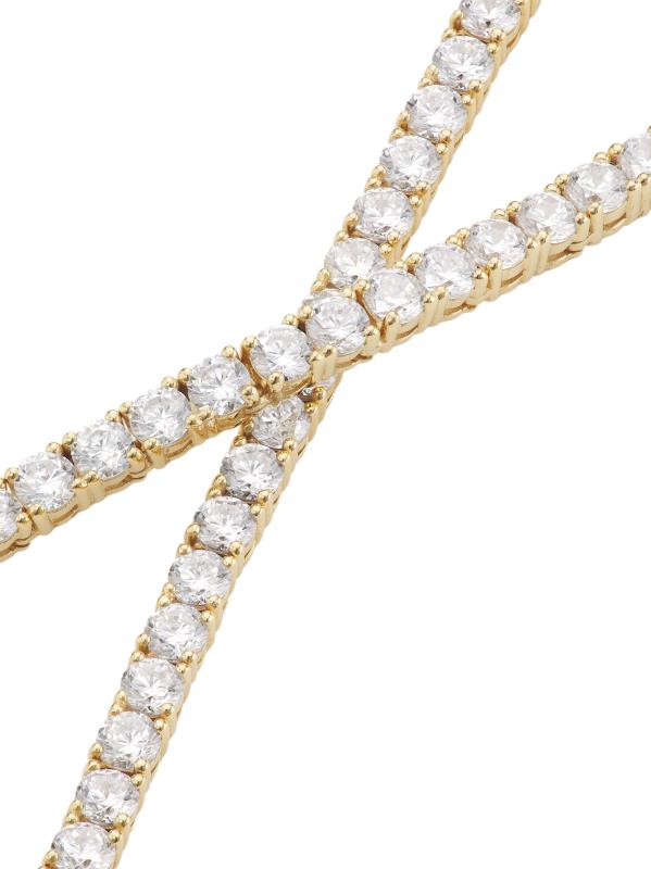 #4: قلادة تنس طويلة مطلية بالروديوم وزركونيا المكعبة /24 بوصة - كريستال ذهبي