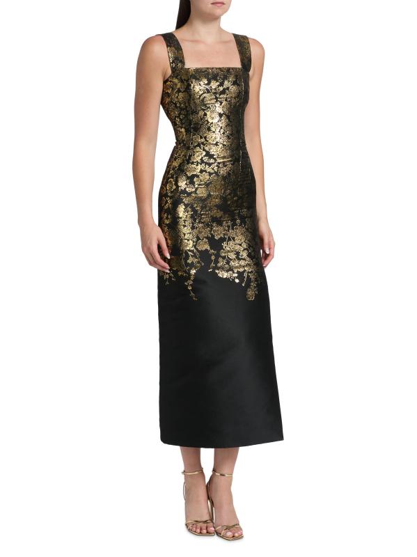 #3: فستان صحي مزركش بنقشة الزهور - أسود + ذهبي