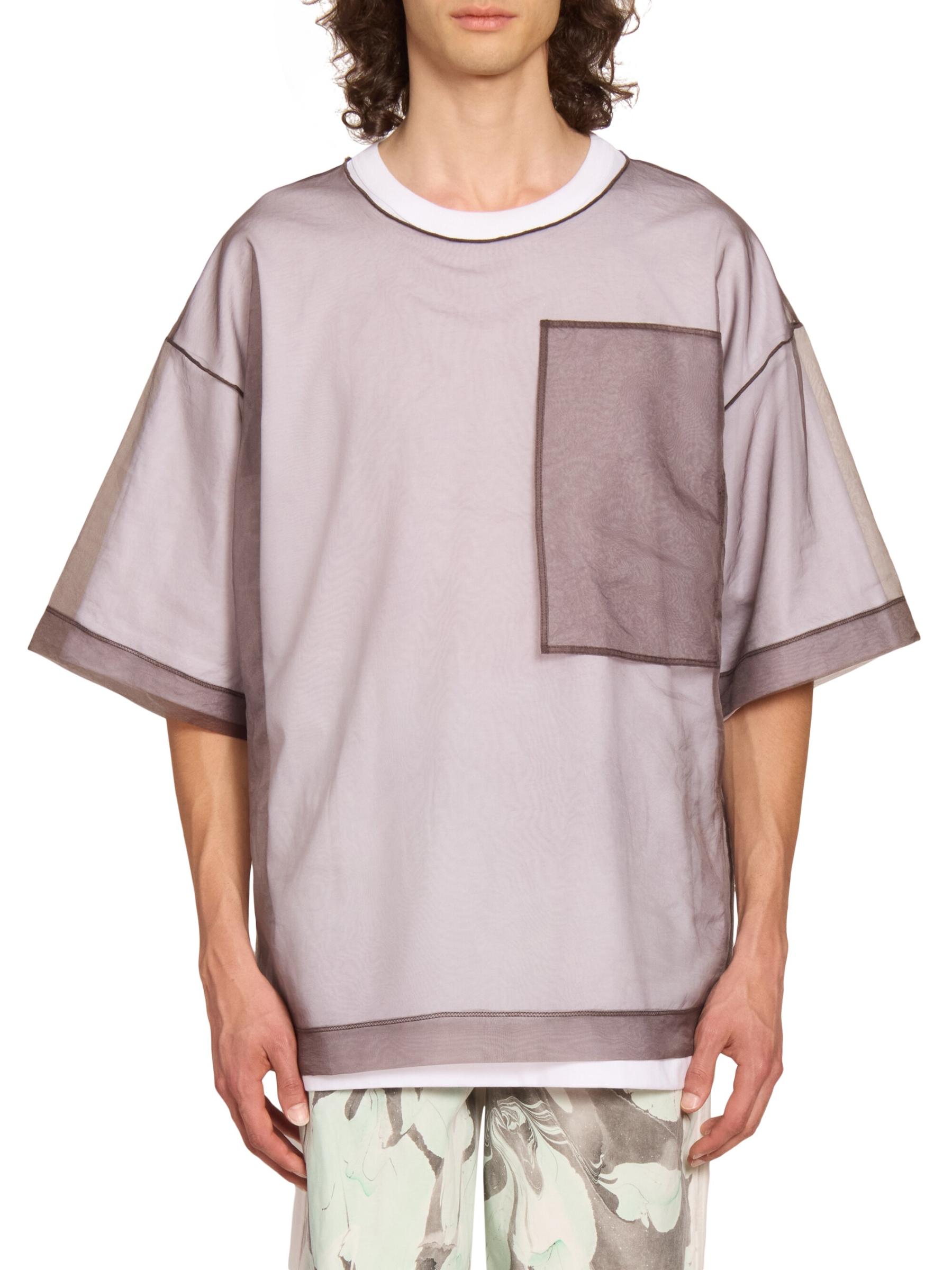 正規 DRIES VAN NOTEN Sheer Draped T-shirt Dries Van Noten Brown Sheer Draped T-shirt Dries Van Noten