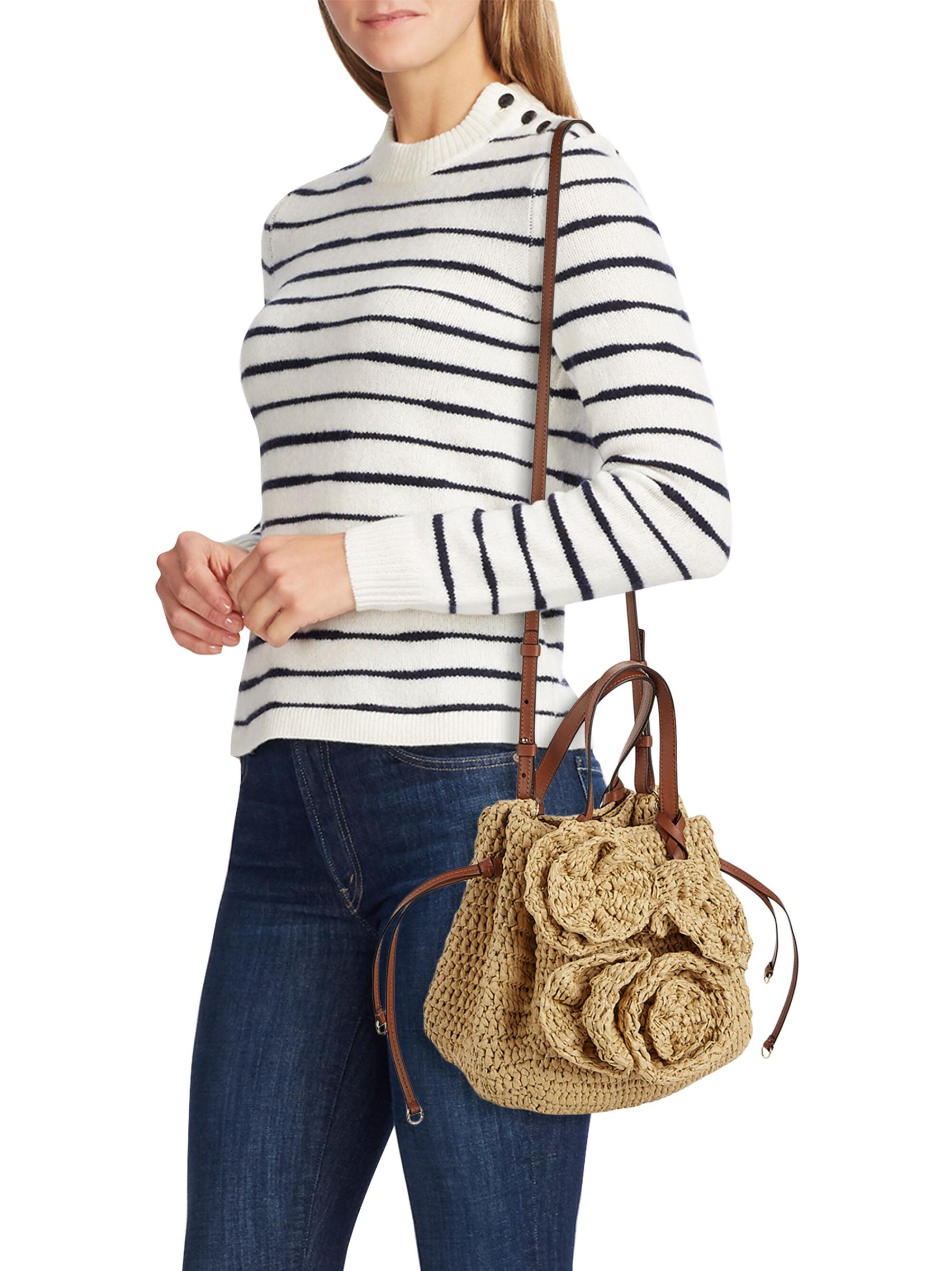 Ulla Johnson ショルダーバッグ Gio Floral Raffia Crossbody - Cowrie White Floral Appliqué