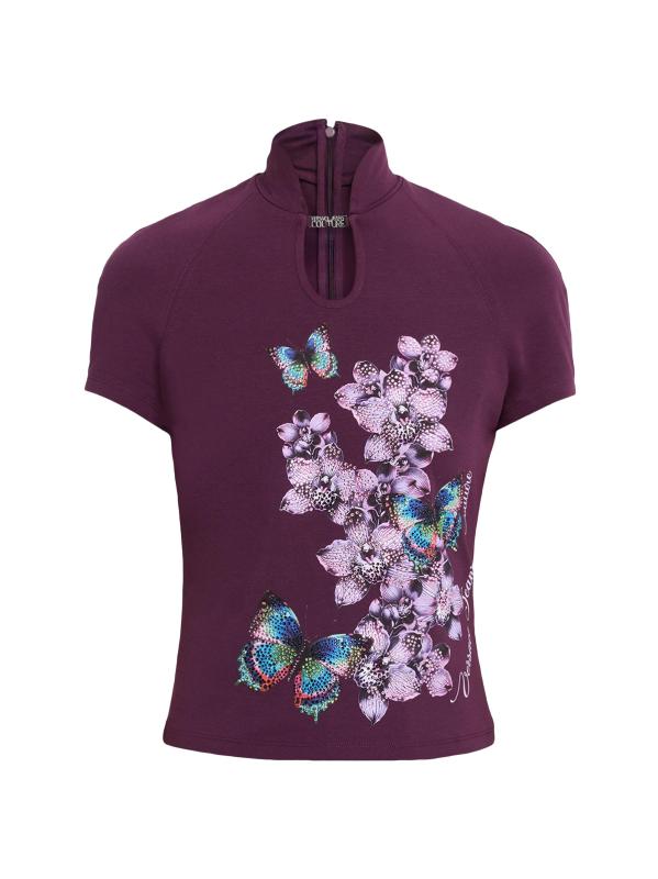 بلوزة بأكمام قصيرة مقصوصة مطبوعة