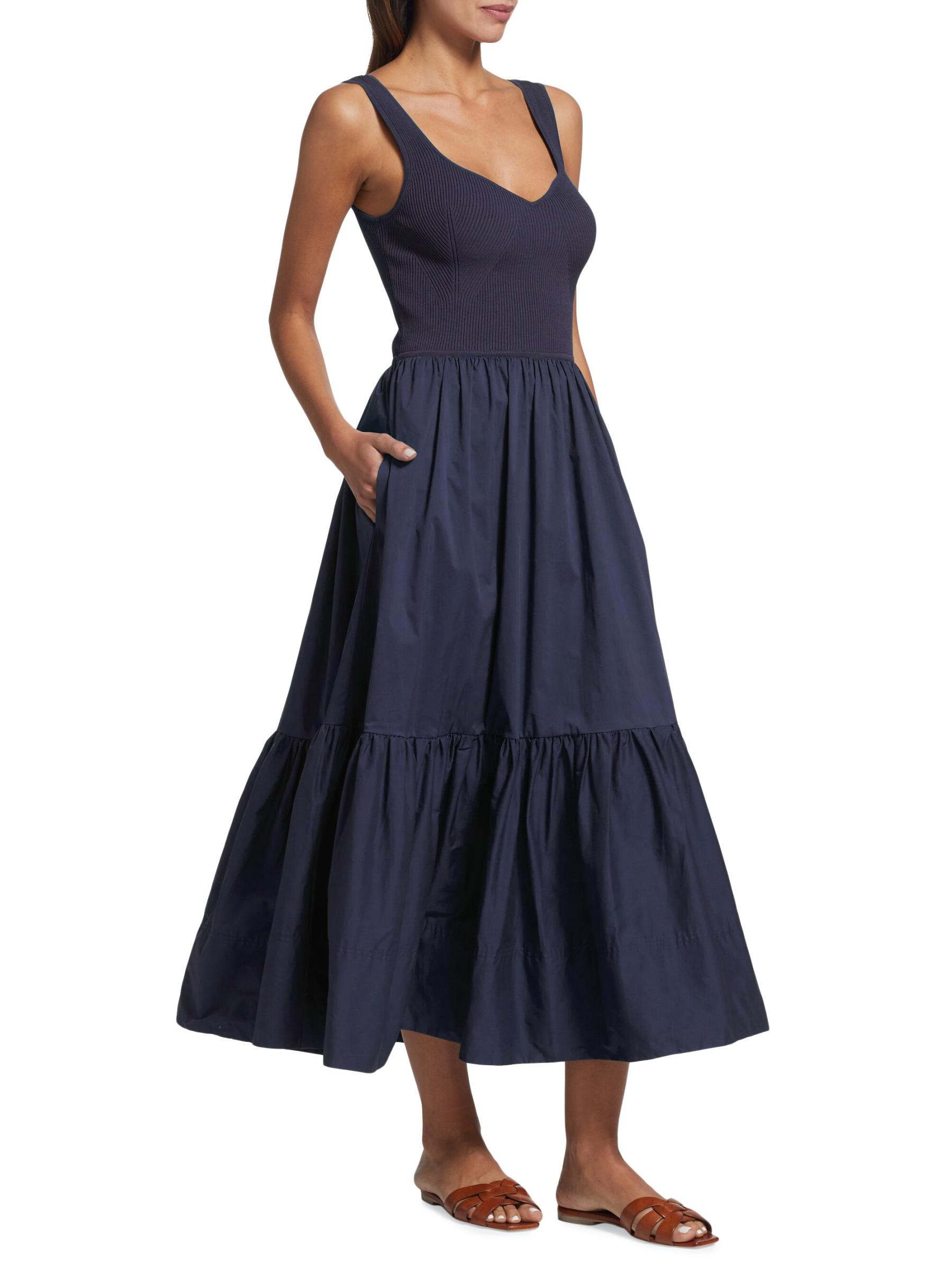 Shop Tanya Taylor - Josephina Mixed Media Tiered Midi-Dress