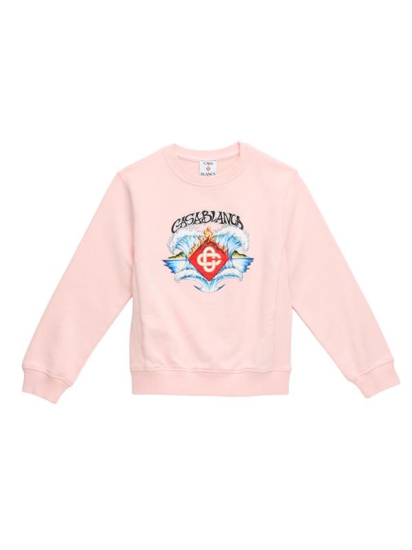 سويت شيرت ويفز برقبة مستديرة للفتيات الصغيرات والبنات