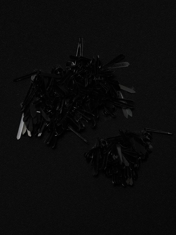 #6: تنورة متوسطة الطول من الكريب مزينة بأهداب من مويرا - أسود