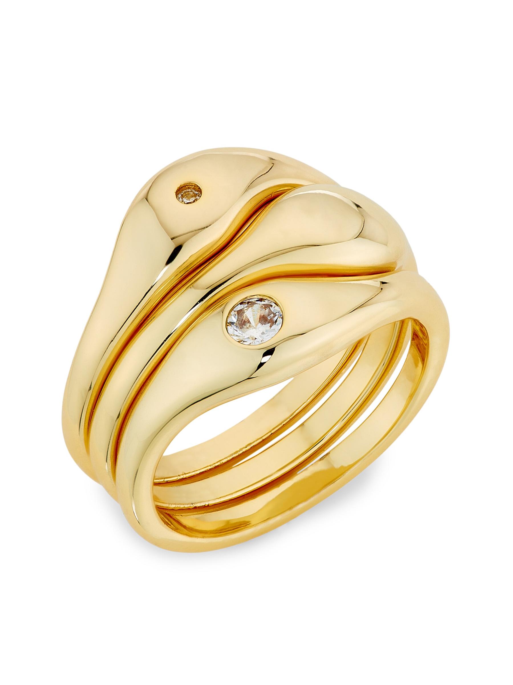 SHASHI シャシ 指輪 リング Triples Ring Set ゴールド3個セット Shop Shashi - Delphine 14K-Gold-Plated & Cubic Zirconia