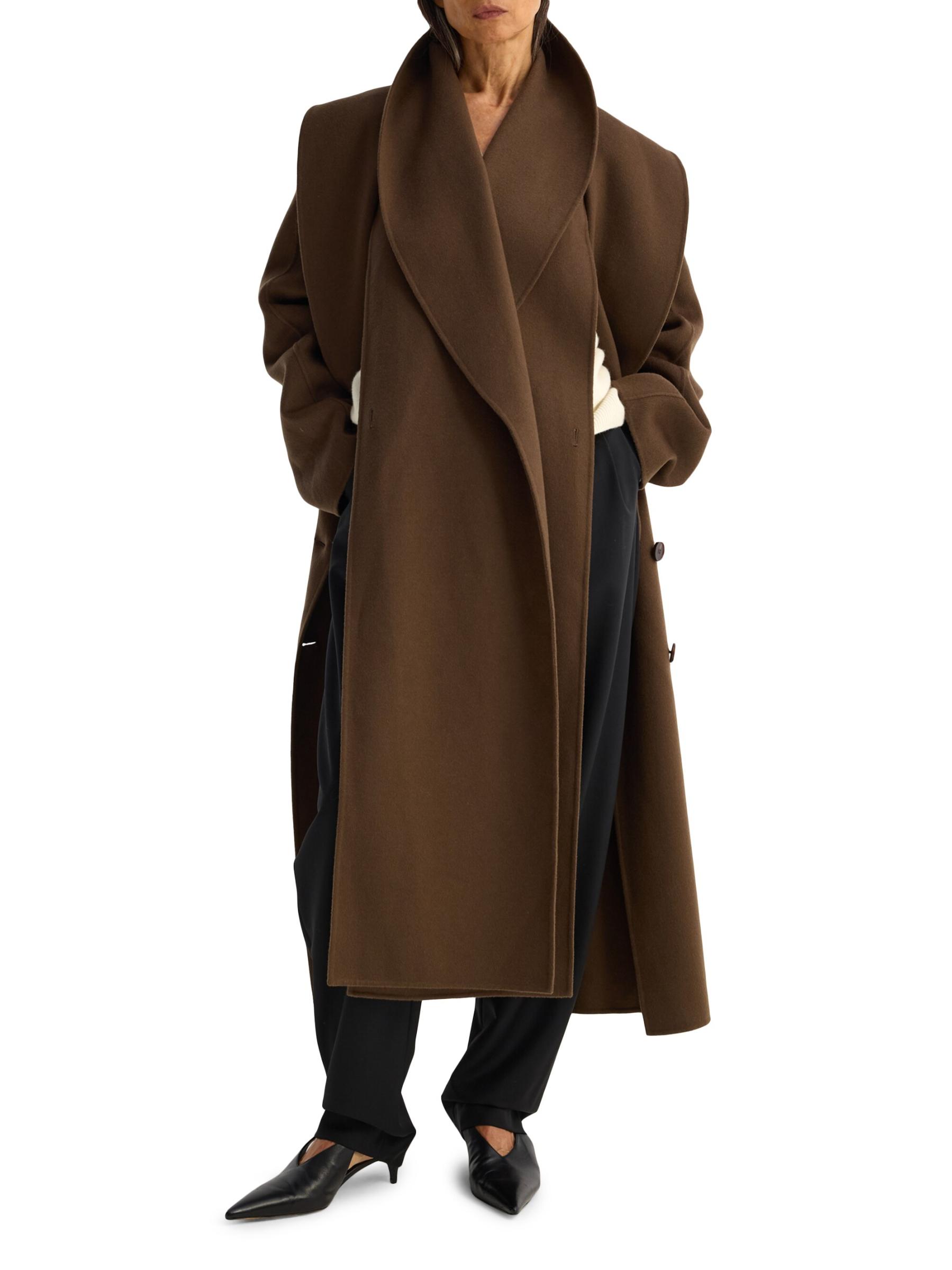 コート ROHE FW25 DOUBLE FACE WOOL SCARF COATY (41610174 030) Signature double-faced scarf coat– Róhe
