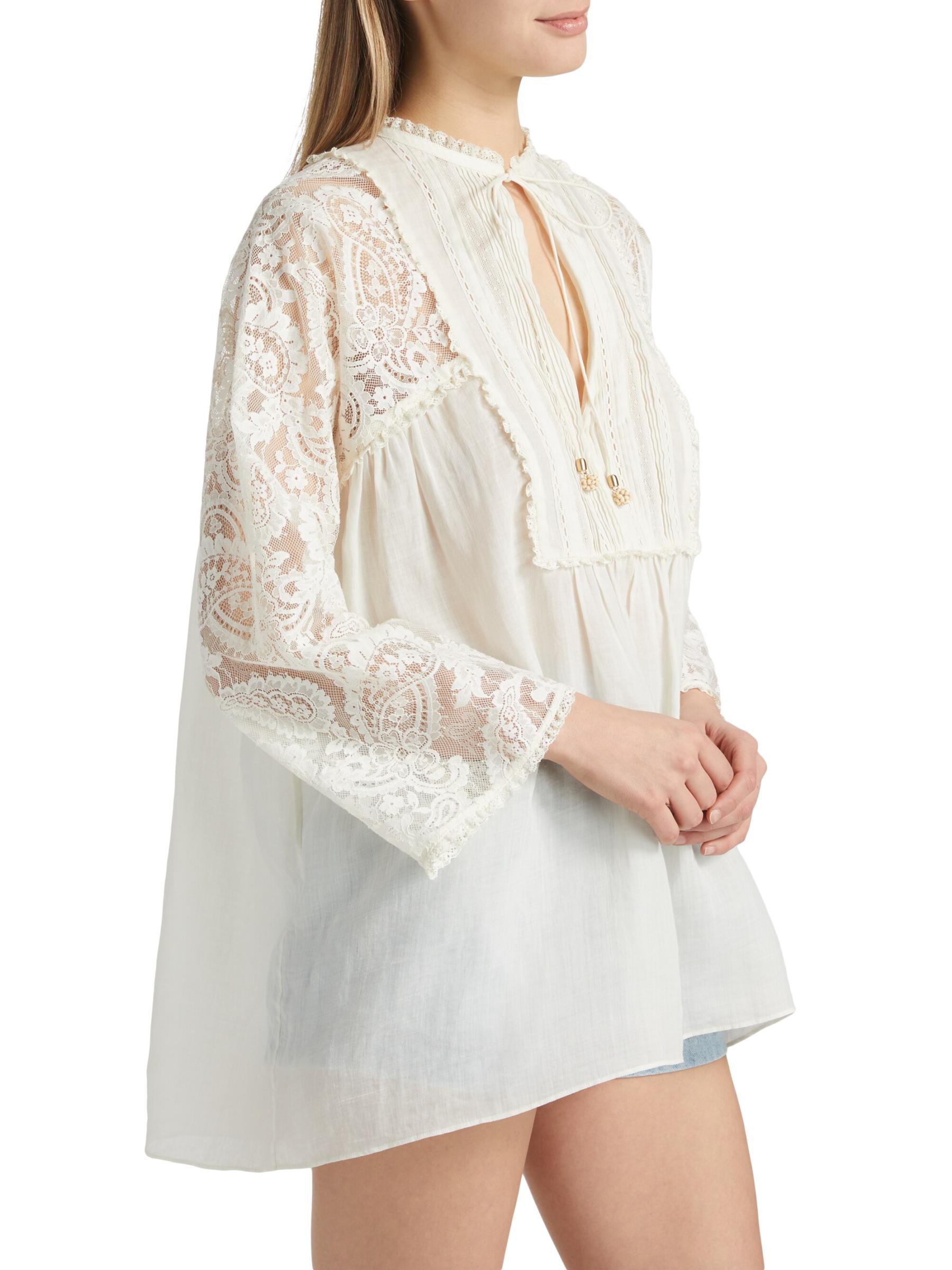 Shop Zimmermann - Ascension Lace Yoke Tunic | Saks Fifth