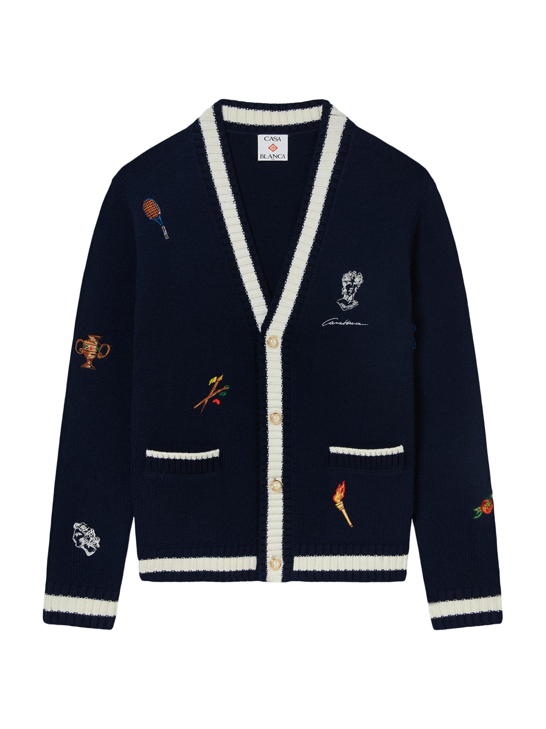 Shop Casablanca Embroidered Cashmere Wool Cardigan Saks