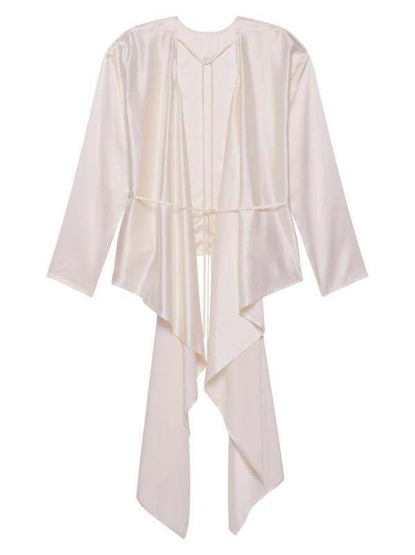 بلوزة حريرية مزينة بوشاح