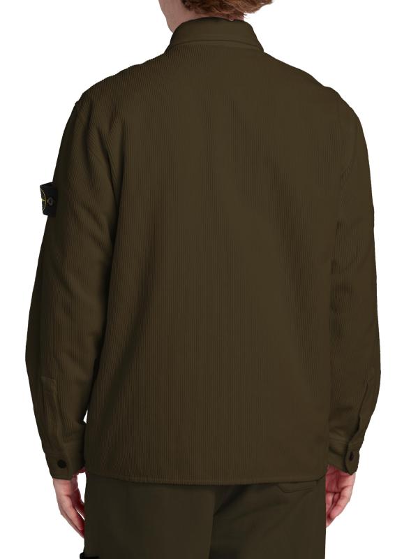 #4: جاكيت قميص من القطن المنقوش - أخضر عسكري