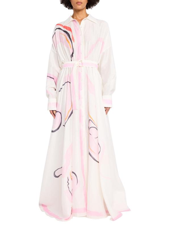 #2: قميص ماكسي بحزام تجريدي من Pennar - نمط وردي