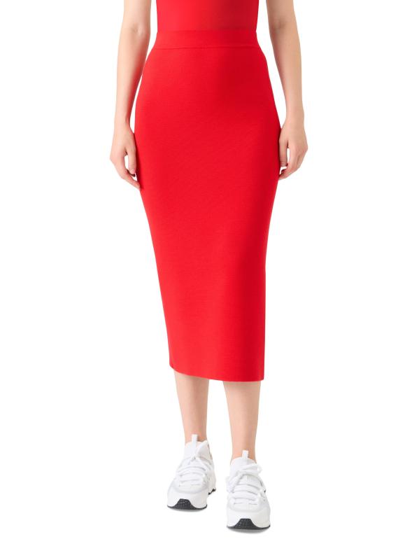 #2: تنورة من الصوف القابل للتمدد - أحمر ساطع