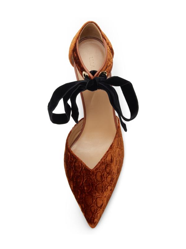 #4: Corinna 85MM Bow Textured Pumps - RUST COPPER