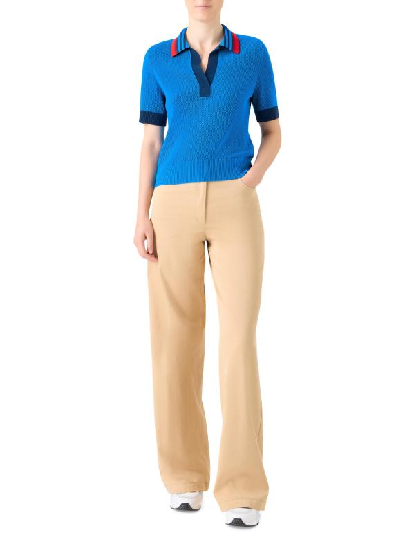 #6: بلوزة بولو من الصوف المقلّم - أزرق كوبالت متعدد