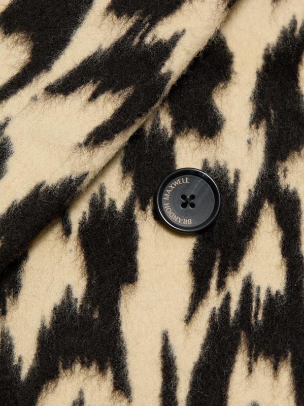 #7: معطف مزدوج الصدر من مزيج الصوف البكر بطبعة ديمي - نمر تجريدي