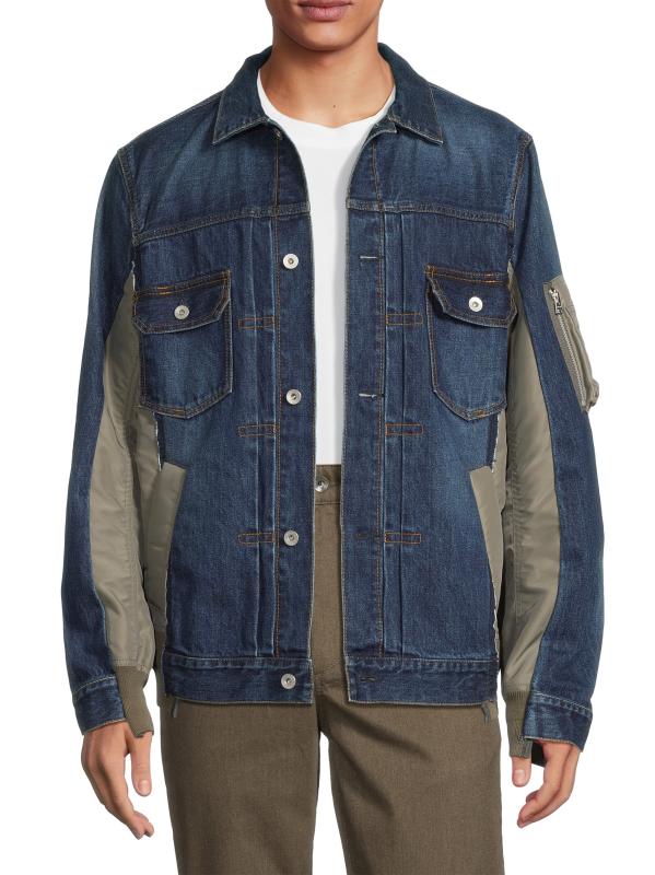 【Sacai】デニム ミックスドメディア ジャケット 関送無料 Sacai - デニム・ミックスドメディア・ジャケット をオンライン
