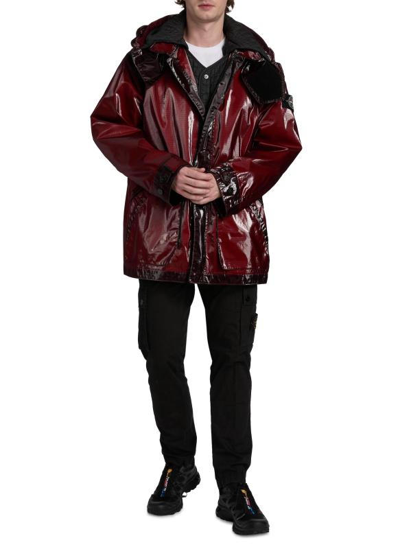 #8: معطف باركا قصير - عنابي اللون