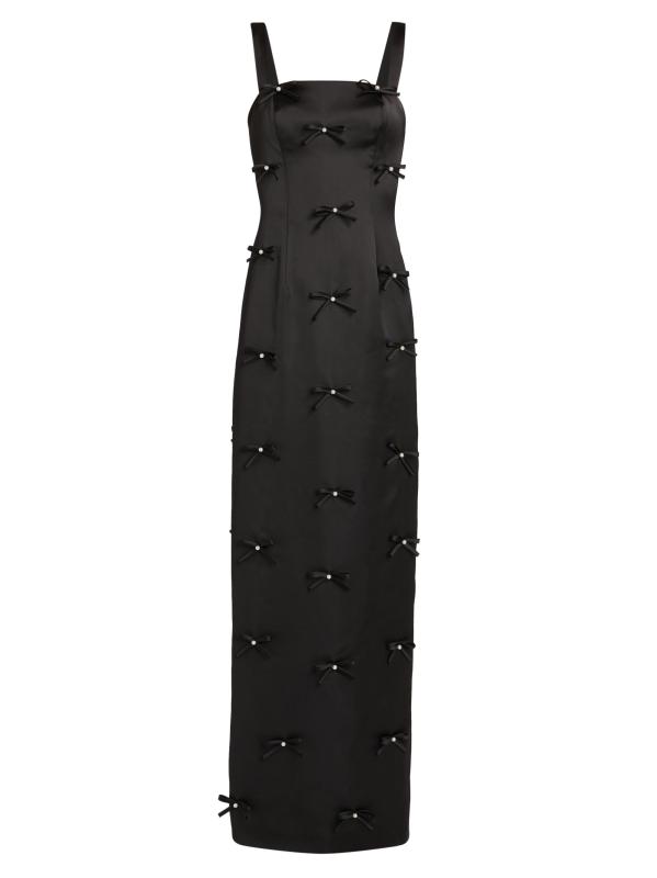 فستان أمورا من الساتان مزيّن بفيونكة