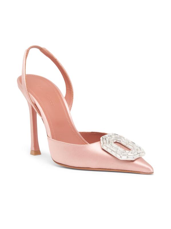 #2: حذاء سلينغ باك من الحرير والساتان عيار 105 ملم من كاميليا - مسحوق الساتان