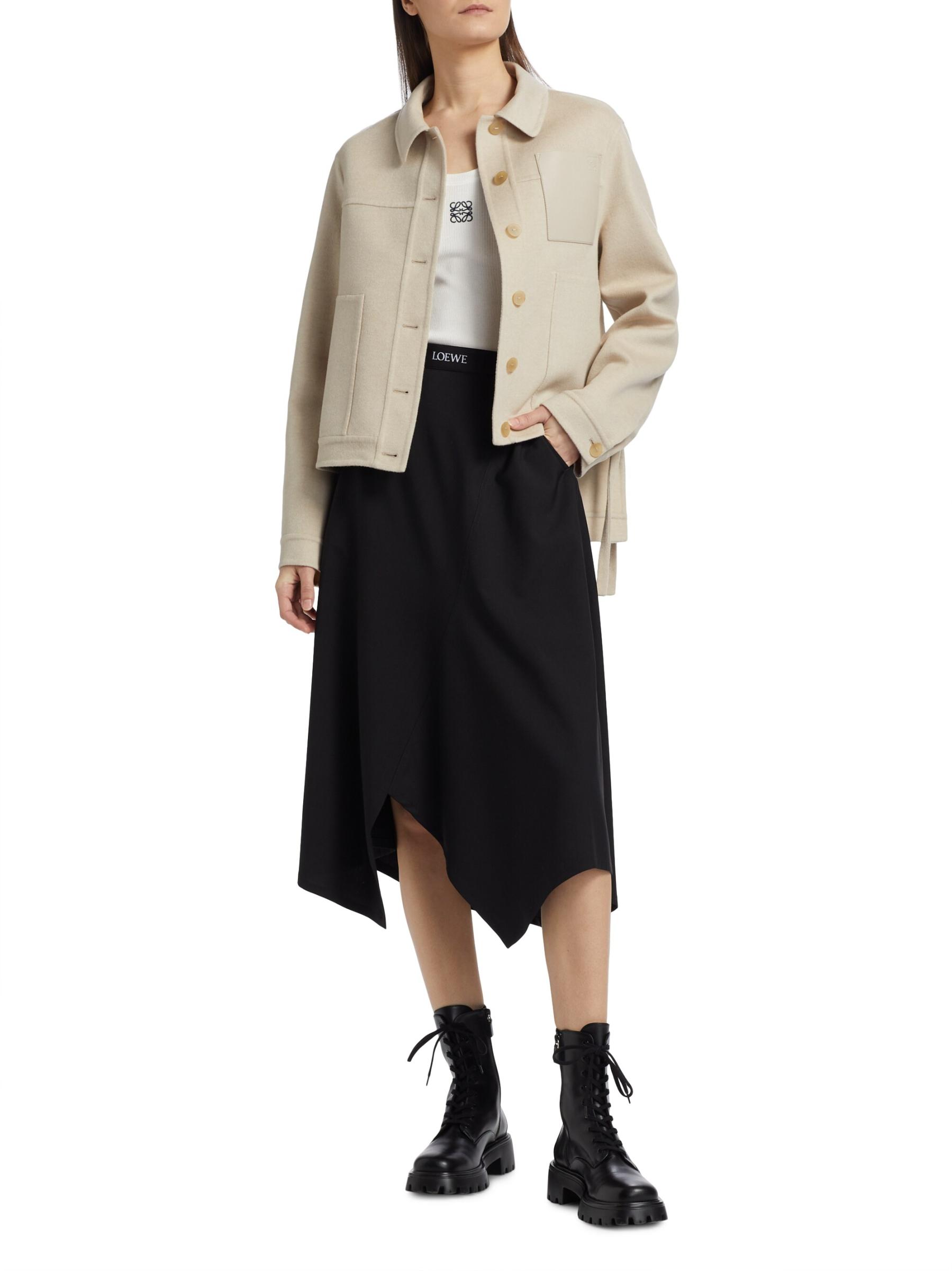 【LOEWE】アシンメトリー ウールミディスカート ◇LOEWE◇アシメトリック・ウール・ミディスカート