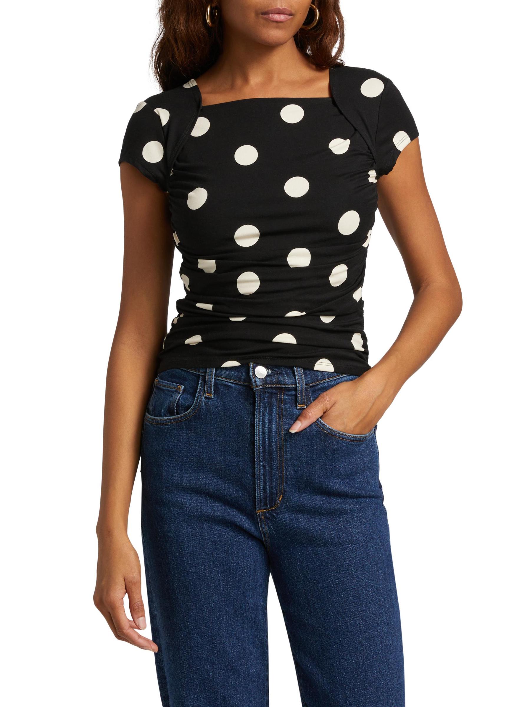 Shop Reformation - Addison Polka Dot Stretch Knit Top | Saks
