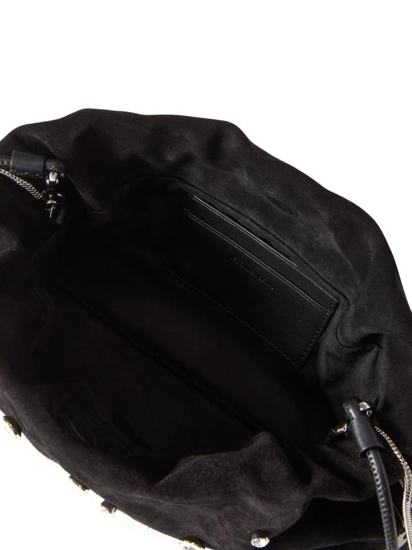 #6: حقيبة كتف صغيرة من الجلد السويدي الكريستالي - أسود