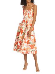 ZIMMERMANN リネン ミディ丈スカート アップリケ付【関税なし】 ZIMMERMANN + NET SUSTAIN August belted floral-print linen