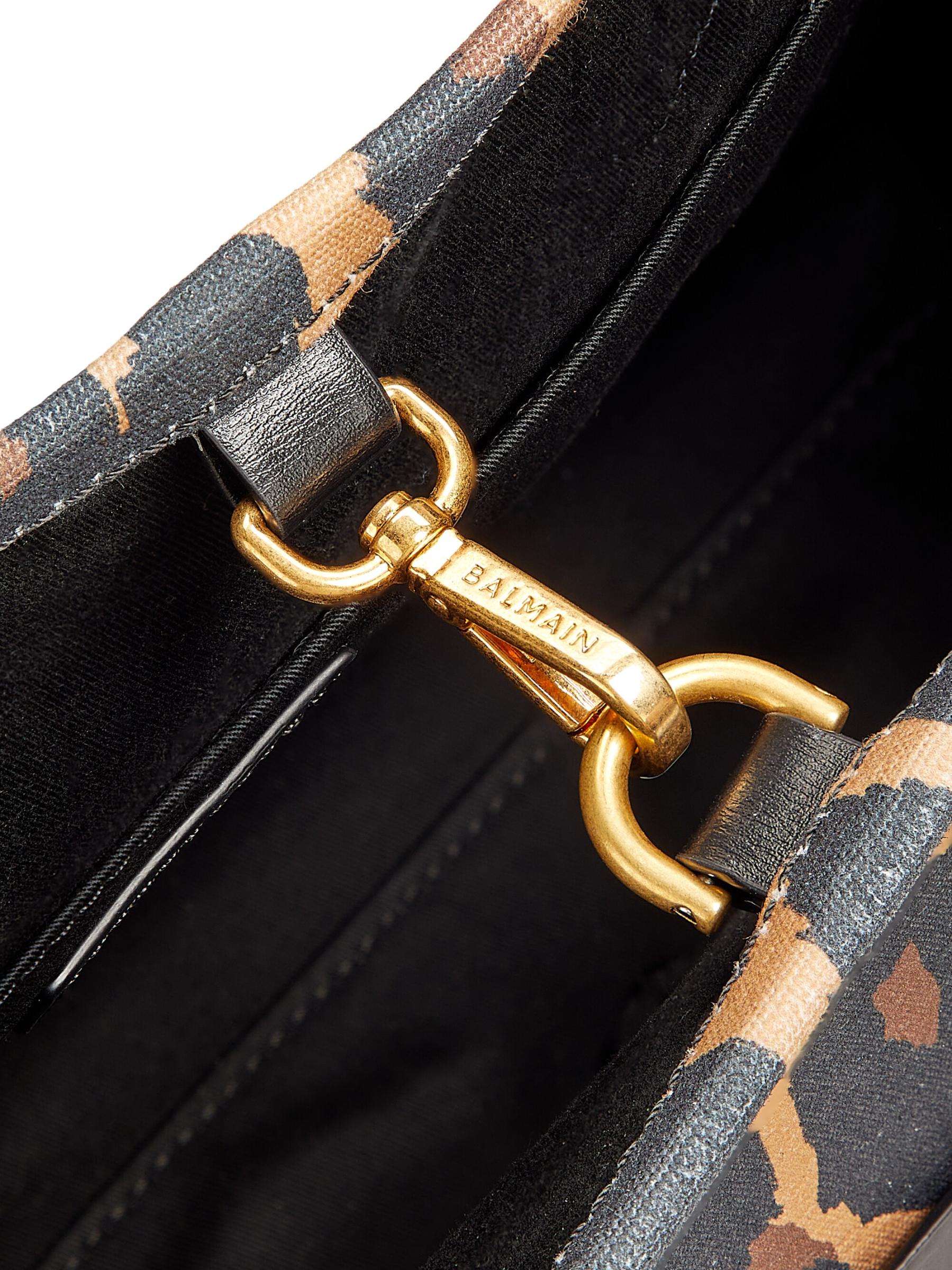Balmain - B-アーミー レオパード柄キャンバストートバッグ を