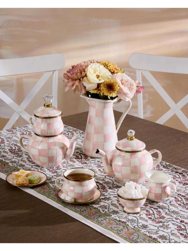 #3: طقم شاي روزي تشيك إيناميل هاي - NO COLOR