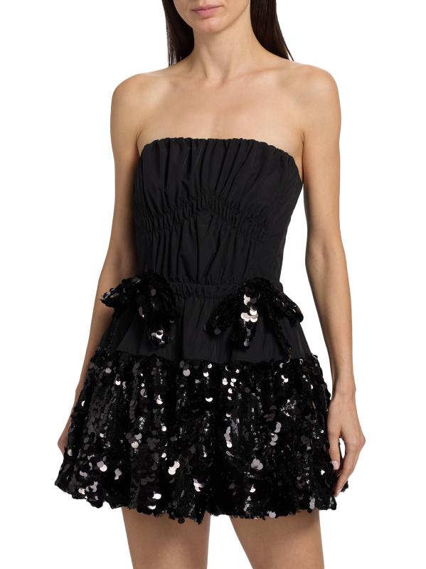 #2: فستان قصير بدون حمالات مزيّن بالترتر من كاميلا - أسود