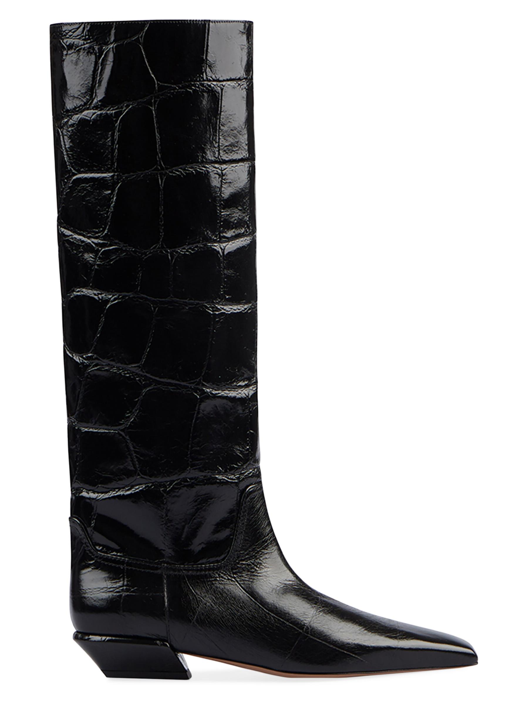 Shop Paris Texas - Bettina Crocodile-Embossed Leather Boots