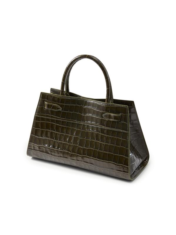 #4: حقيبة بمقبض علوي من الجلد المنقوش بالتماسيح - شجر السرو