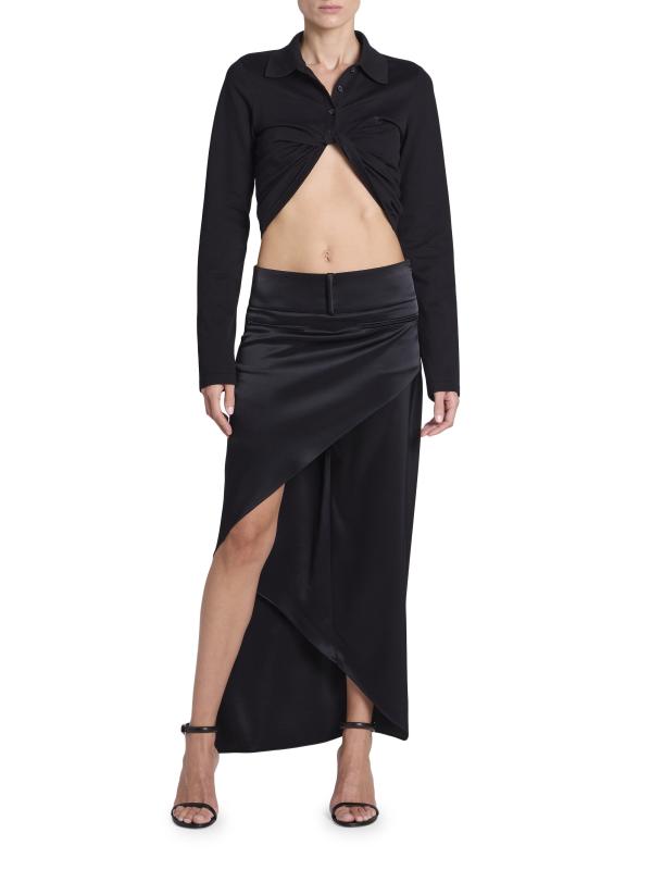 Shop Courreges - Infinity Heritage Asymmetric Satin Maxi