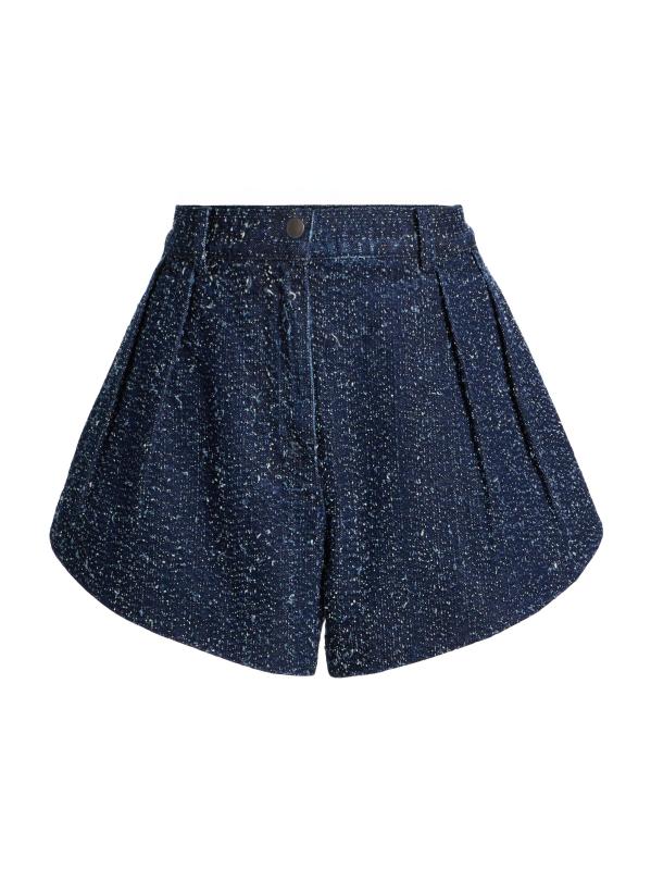 شورت عالي الطول من الدنيم بنسيج أنيسة