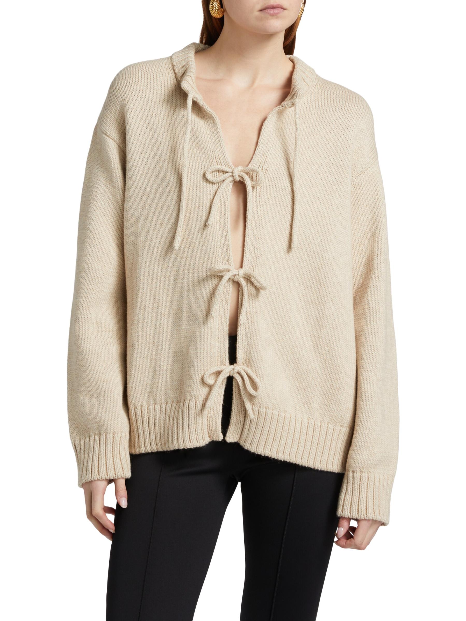 Shop Rosetta Getty - Cotton-Alpaca Knit Tie-Front Cardigan