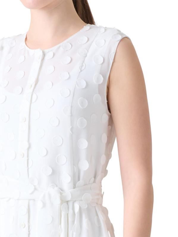 #6: فستان جورجيت متوسط الطول مزيّن بنقاط البولكا - كريم