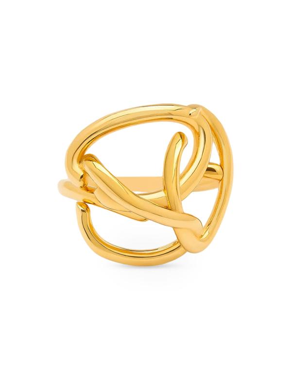 #3: خاتم نحاسي مجدول على شكل حرف O مطلي بالذهب عيار 24 قيراطًا - الذهب