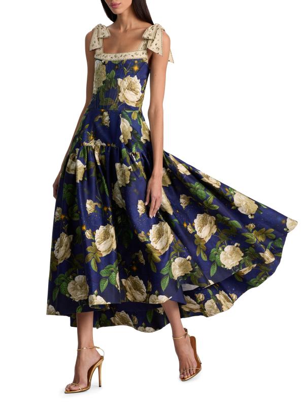 #3: فستان متوسط الطول على شكل حرف A من روزالي فلورال بوستير - توايلايت إيدن