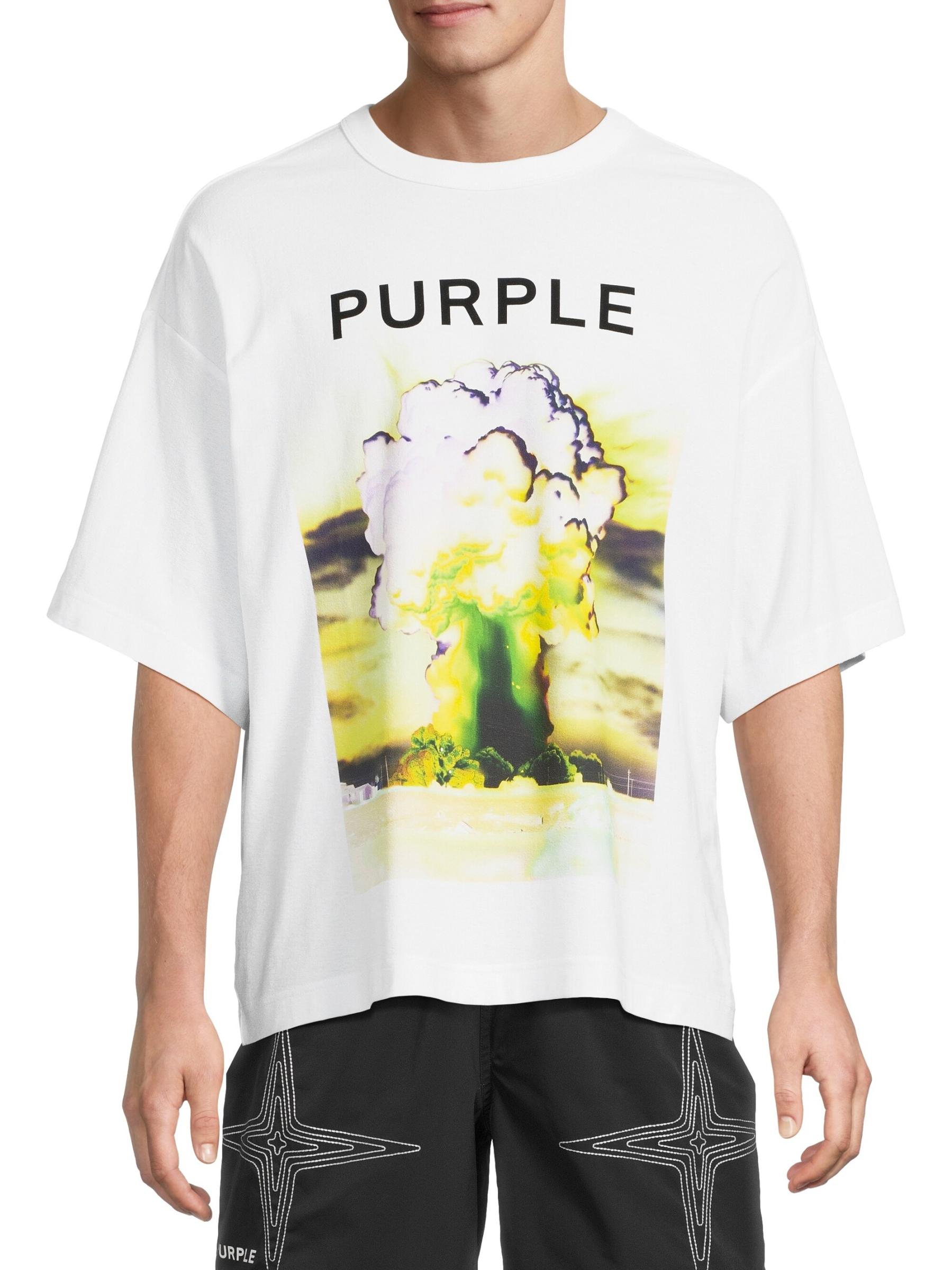 プリント柄のテクスチャードジャージーTシャツ/PURPLE BRAND Purple Brand - テクスチャード・ジャージー ロゴTシャツ を