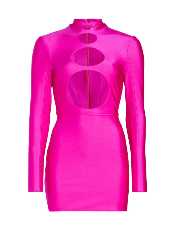 فستان قصير من القماش المحبوك القابل للتمدد